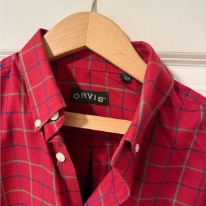 Orvis Red and Blue Checkered Men's Shirt M